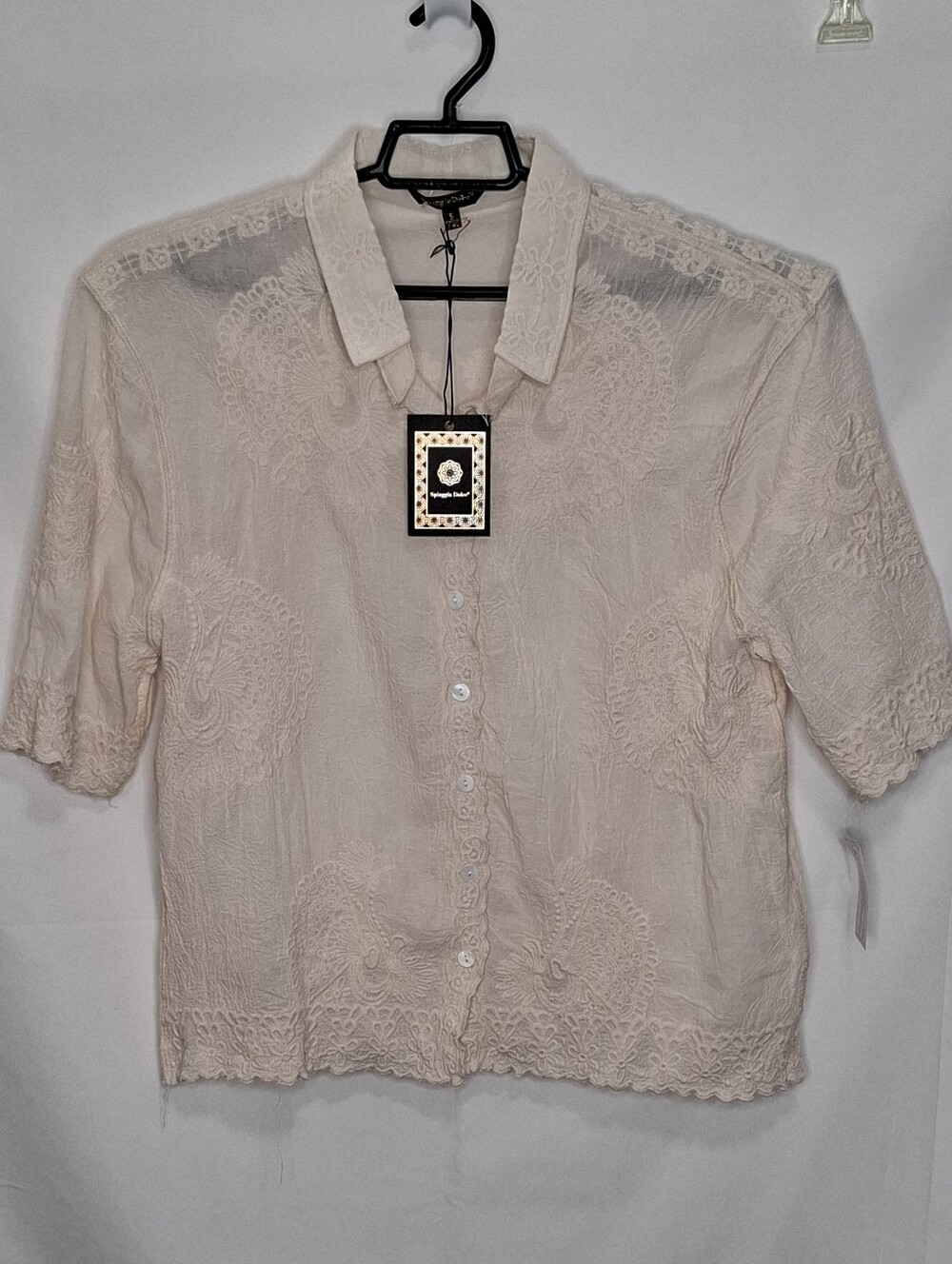 SPIAGGIA DOLCE Embroidered Lace Boho Top Blouse NWT Size Small